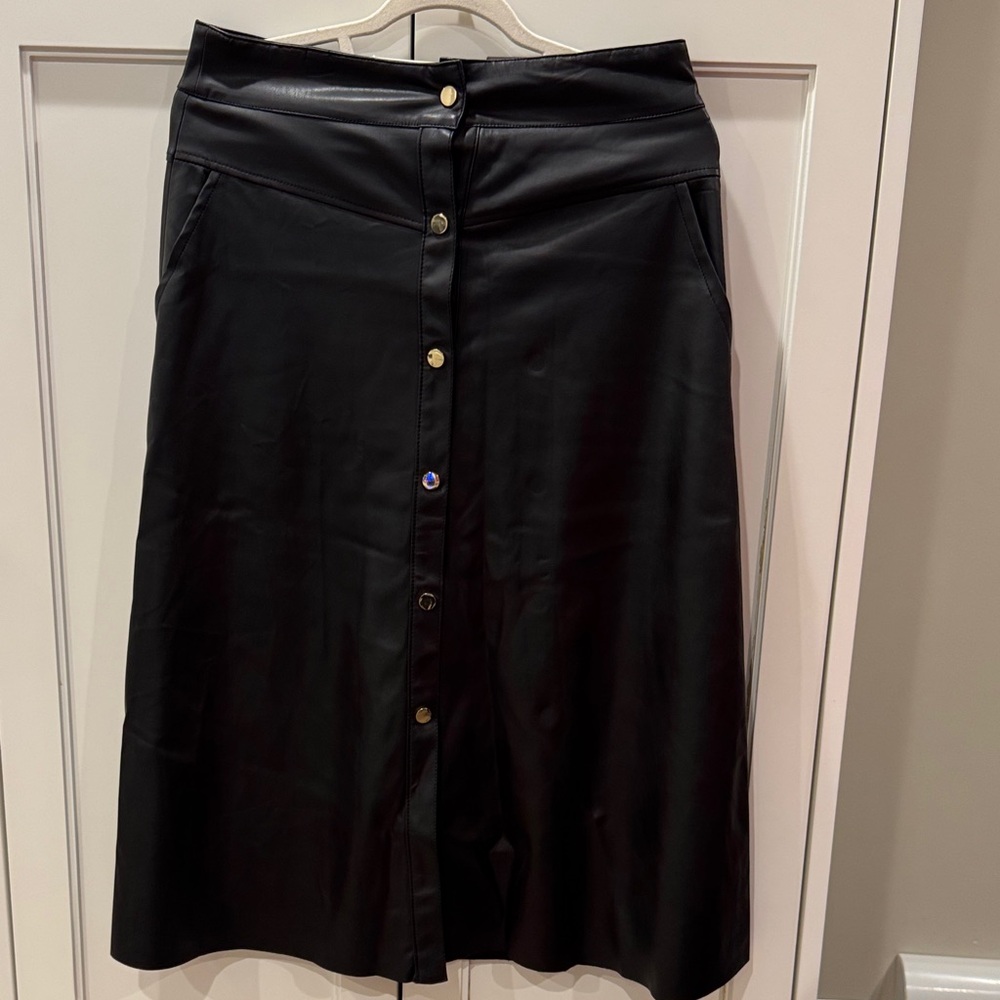 Philosophy Black Button-Front A-Line Skirt